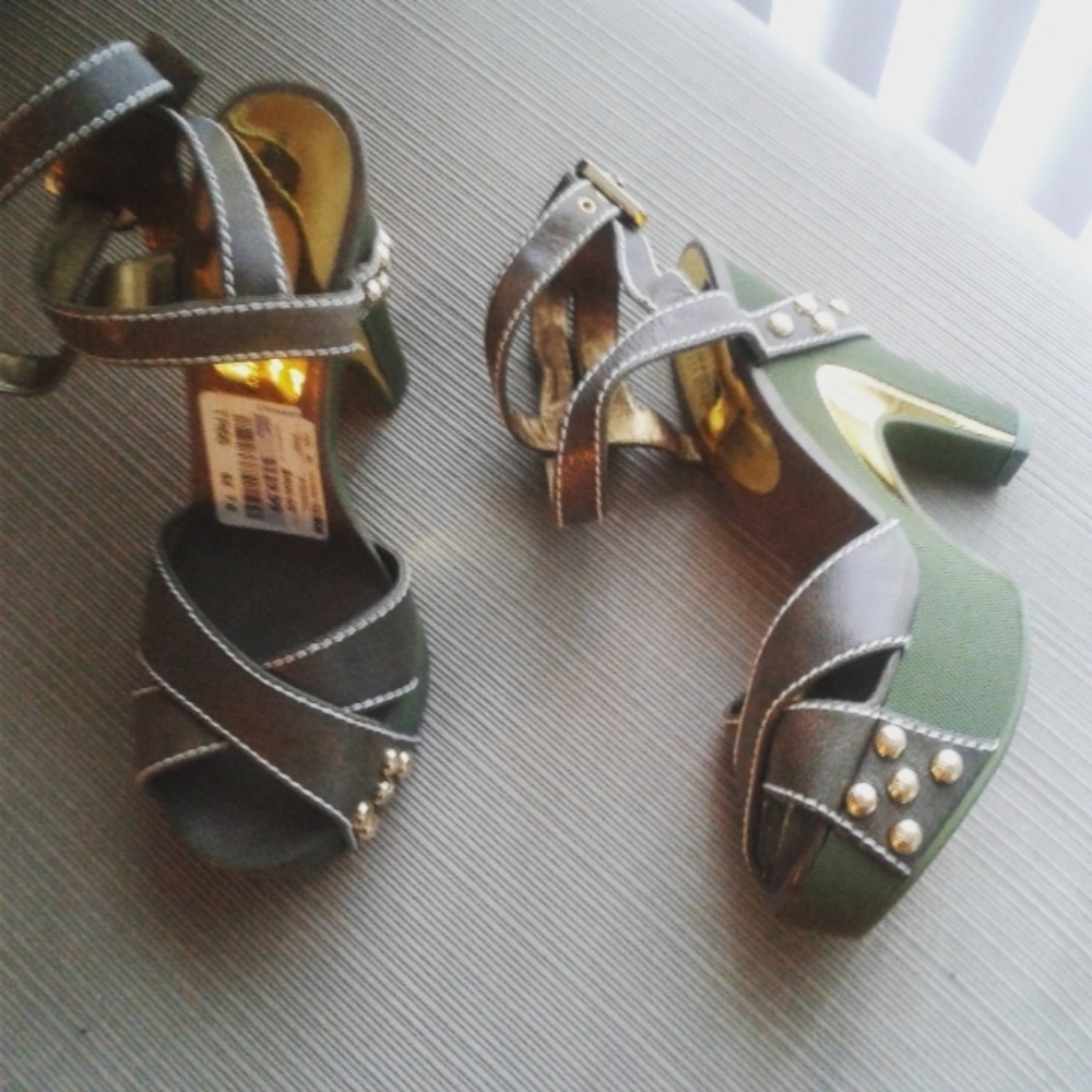 Marc Jacobs New Army Green and Gold Platforms